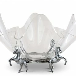 Arthur Court Equestrian 11" Acrylic Bowl With Horse Stand Equestrian Decor