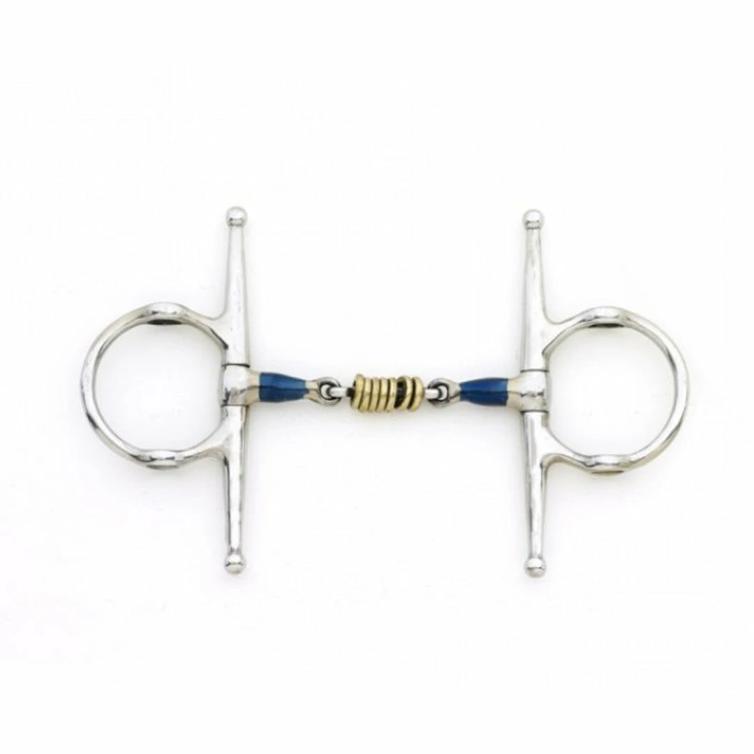 English Riding Supply Centaur Blue Steel Full Cheek Double Jointed Mouth With Loose Brass Roller Disks 3 English Riding Supply Centaur Blue Steel Full Cheek Double Jointed Mouth With Loose Brass Roller Disks
