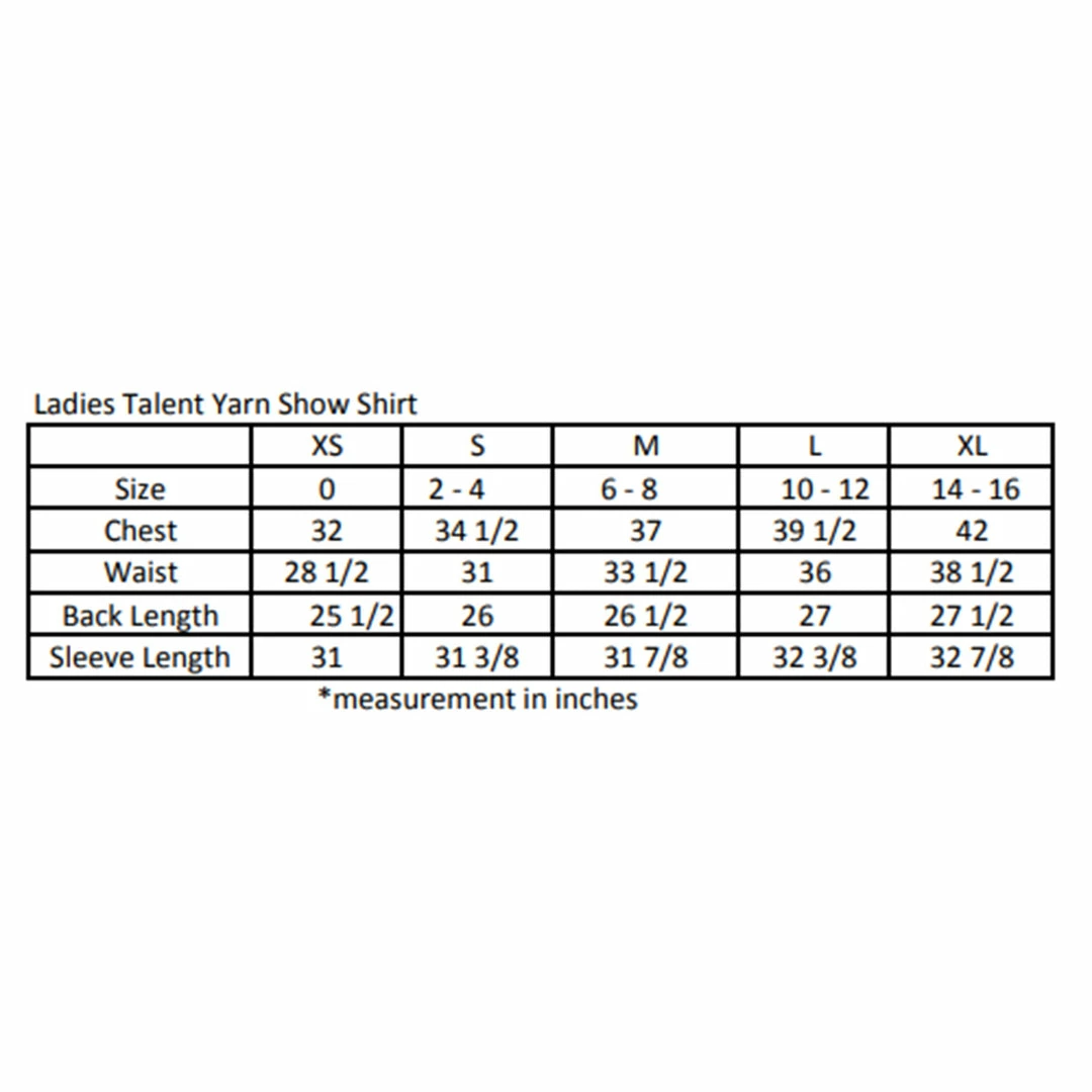 Essex Classics Ladies "Cock-a-Doodle-Do" Talent Yarn Straight Collar Long Sleeve Show Shirt 12 Essex Classics Ladies "Cock-a-Doodle-Do" Talent Yarn Straight Collar Long Sleeve Show Shirt