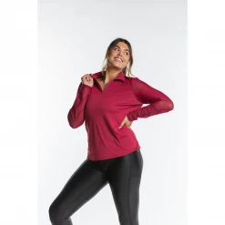 Hannah Childs Women's Mariah Long Sleeve Zip Polo Shirts & Tops