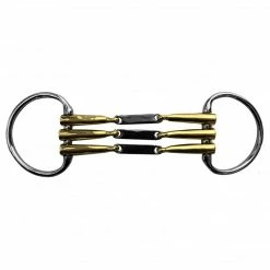 French Equestrian Horse Bits Jump' In Triple Mouthpiece D-Ring Bit