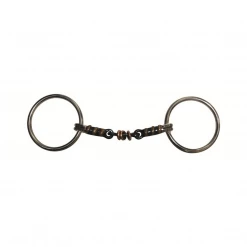 French Equestrian Jump'in Double Jointed Blue Steel With Copper Rings Loose Ring Bit