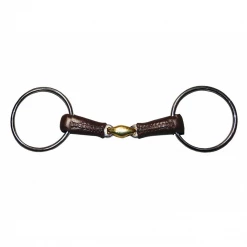 French Equestrian Jump'in Leather Covered French Link Loose Ring Bit
