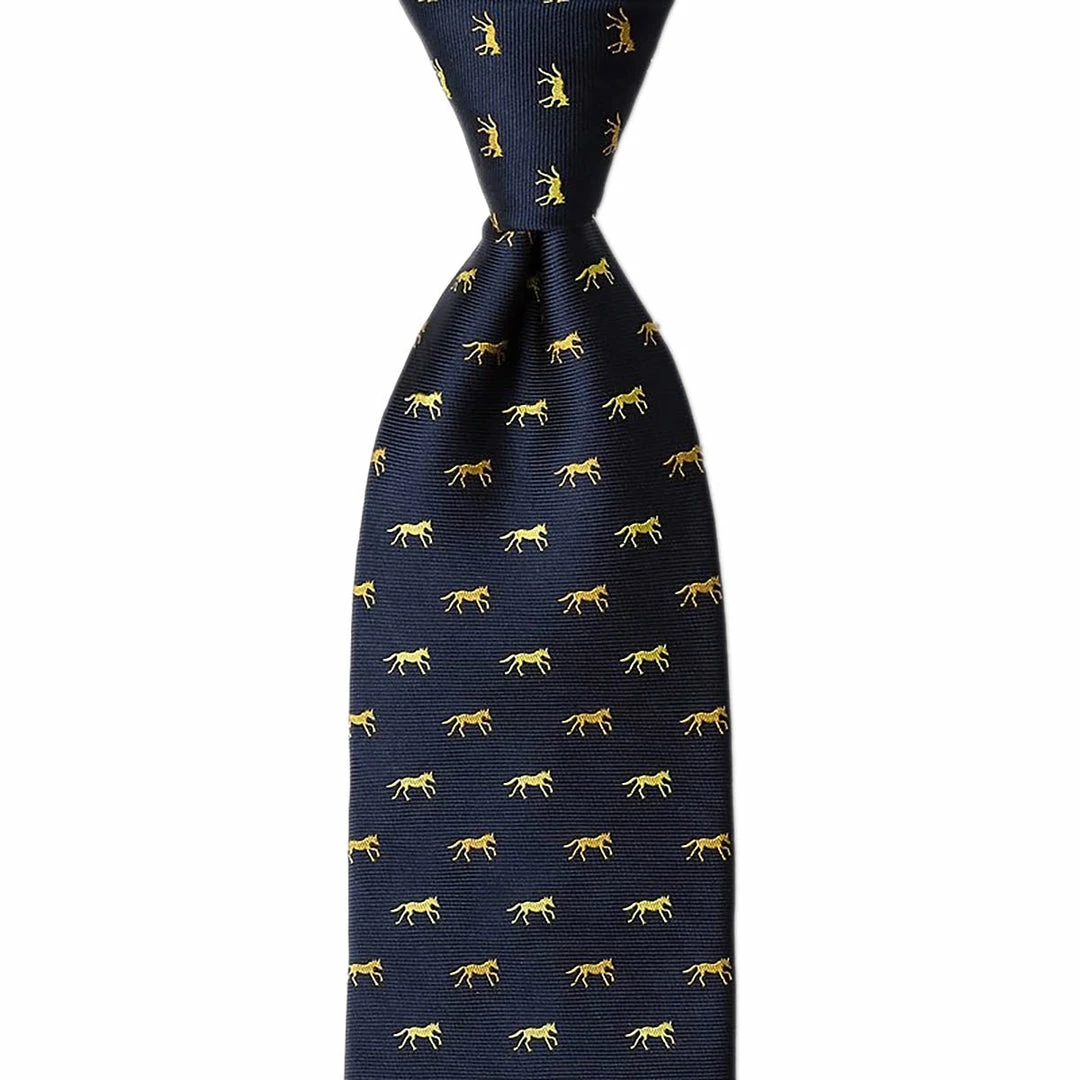 Equestrian Accessories Wild Attire Inc. Hold Your Horses Navy Blue Silk Tie 4 Equestrian Accessories Wild Attire Inc. Hold Your Horses Navy Blue Silk Tie