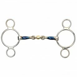 Shires Equestrian Products Shires Blue Sweet Iron Two Ring Gag With Lozenge Horse Bits