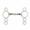 English Riding Supply Horse Bits Centaur Blue Steel 3-Ring Gag Bit With Loose Brass Roller Disks