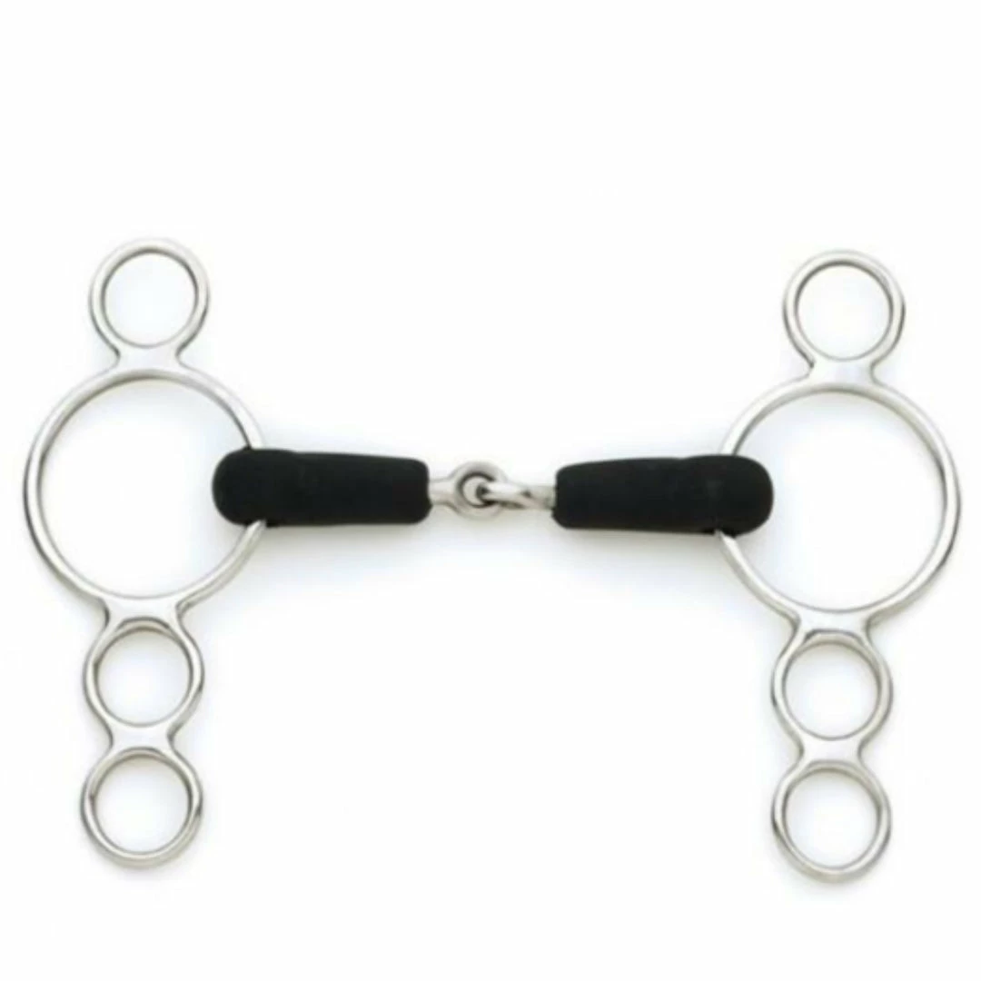 English Riding Supply Centaur Stainless Steel Jointed Rubber Mouth 3-Ring Gag Bit 3 English Riding Supply Centaur Stainless Steel Jointed Rubber Mouth 3-Ring Gag Bit